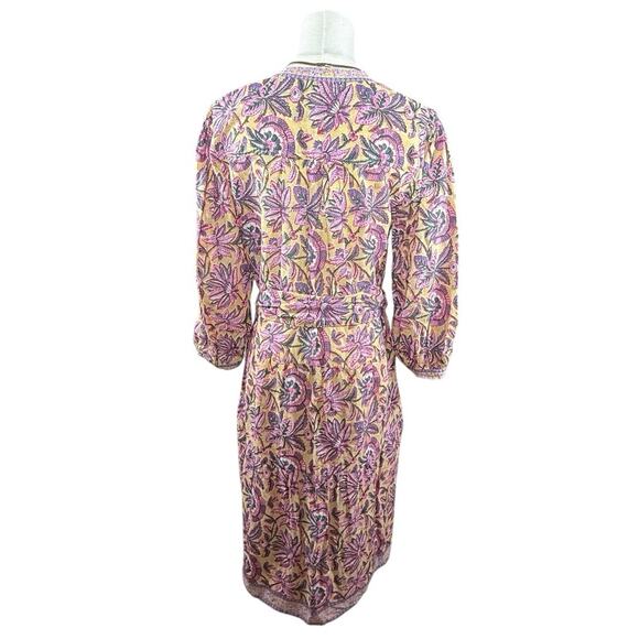 Lola Australia Pacific Dress Malta Pink Yellow Floral Boho Midi XS - Picture 3 of 15
